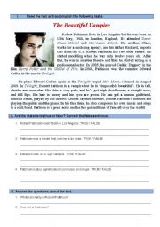 English Worksheet: Test Beautiful Vampire