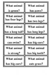 Game - What animal?   Quiz cards