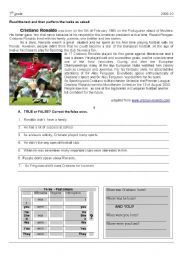 English Worksheet: cristiano ronaldo- past simple