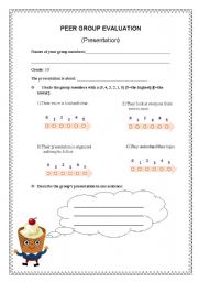 English Worksheet: Peer Evaluation