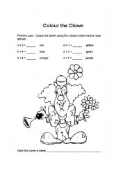 English Worksheet: Colour the clown