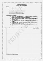 English worksheet: project work guide