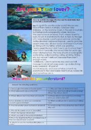 English Worksheet: Are you a sea lover?  contrast past (used to)  and now (present)