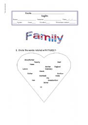 English worksheet: Family and possessives