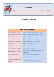 English worksheet: Classroom vocabulary