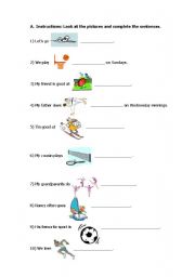 English worksheet: sports