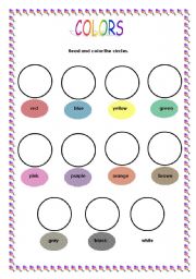 English Worksheet: COLORS