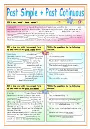 Past Simple & Past Continuous (2 Pages)