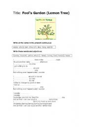 English Worksheet: Song: Lemon tree