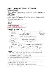 English Worksheet: PAST SIMPLE versus PAST CONTINUOUS
