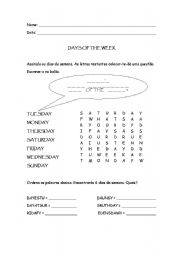 English Worksheet: Days of The Week