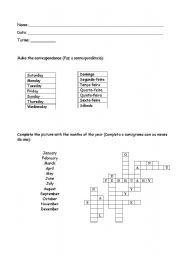 English Worksheet: Days of The Week and Months