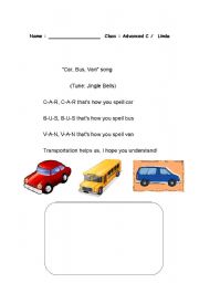 English Worksheet: Transportation song