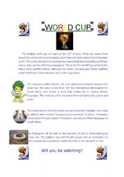 English Worksheet: Football World Cup 2010 fact sheet