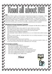 English worksheet: Newspaper design ideas