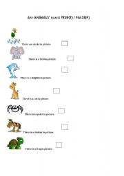 English worksheet: True and False About Animals