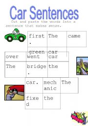 English worksheet: Car sentence reconstruction