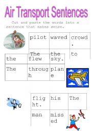 English worksheet: Air Transport Sentence Reconstruction