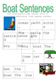 English worksheet: Boat sentence Reconstruction