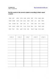 English Worksheet: Long Vowel sounds