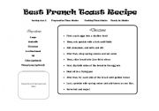 English worksheet: French Toast Recipie