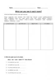 English Worksheet: Rooms & Objects