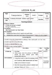 English Worksheet: transportation