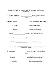 English worksheet: Future tense