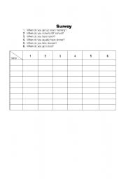 English Worksheet: time survey