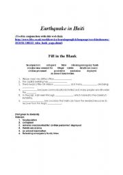 Earthquake in Haiti - Fill in the Blank