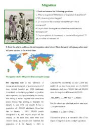 English Worksheet: Migration - first part