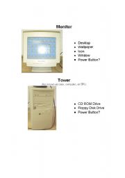 English Worksheet: parts of a computer