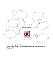 English worksheet: Adjectives - describing sight