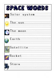 English worksheet: Space Words