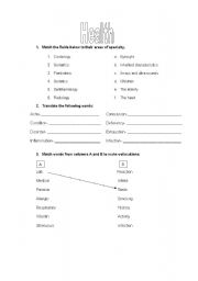 English worksheet: health problems