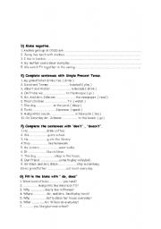 English Worksheet: present tense