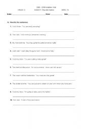 English worksheet: reported speech