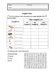 English worksheet: Transports