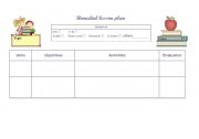 English worksheet: lesson plan layout