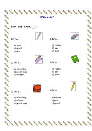 English worksheet: School Objects