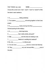 English worksheet: Was Were use