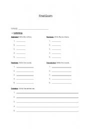 English Worksheet: Final Exam Level 1