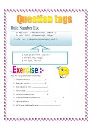 English Worksheet: question tags