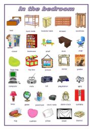 English Worksheet: In the bedroom: pictionary (editable)