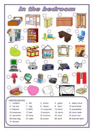 English Worksheet: In the bedroom (editable)