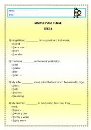 English worksheet: simple past tense test