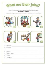 English Worksheet: What are their jobs? Anagram