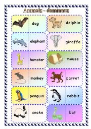 English Worksheet: Animals - dominoes (fully editable)