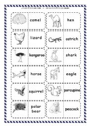 Animals - dominoes (fully editable) - ESL worksheet by MJ_Misa