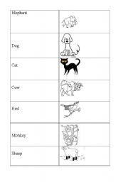 English Worksheet: Animal memory game